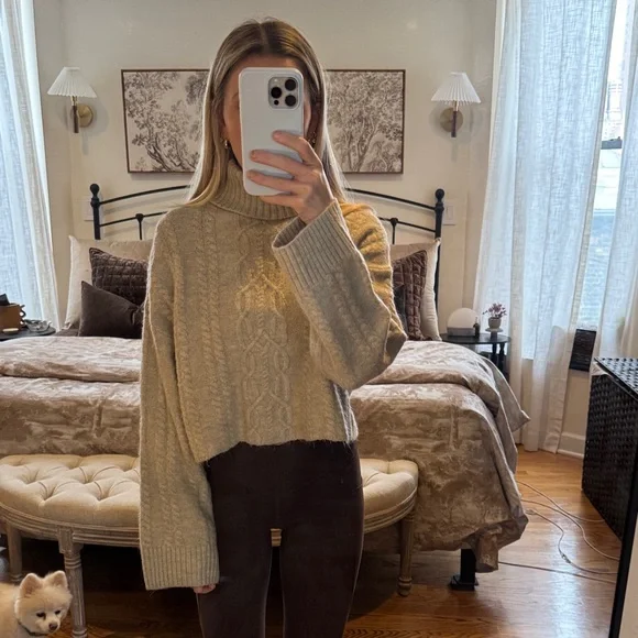 Nordstrom Open Edit XS Beige Turtleneck Sweater - Picture 1 of 5